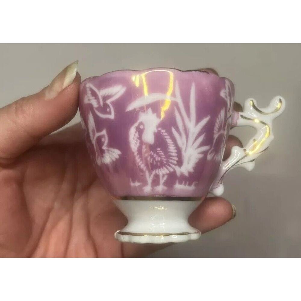 Japanese Shafford Vintage Tea Cup and Saucer Pink Gold Birds